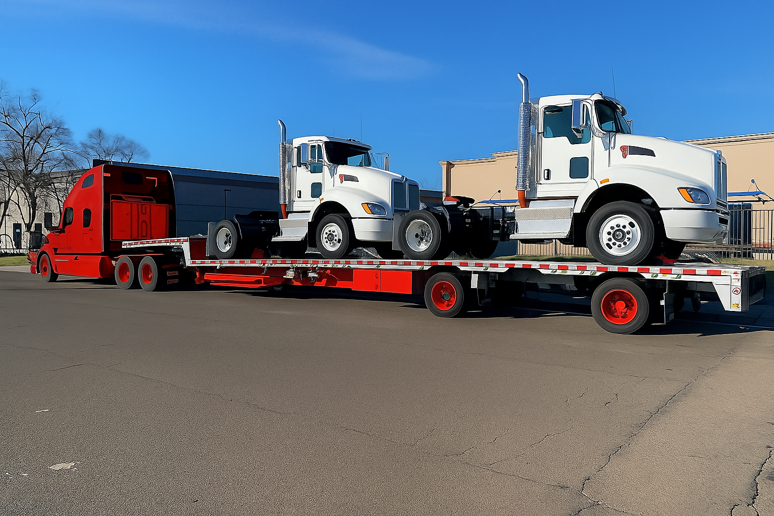 heavy haul truck hauling heavy haul trucks
