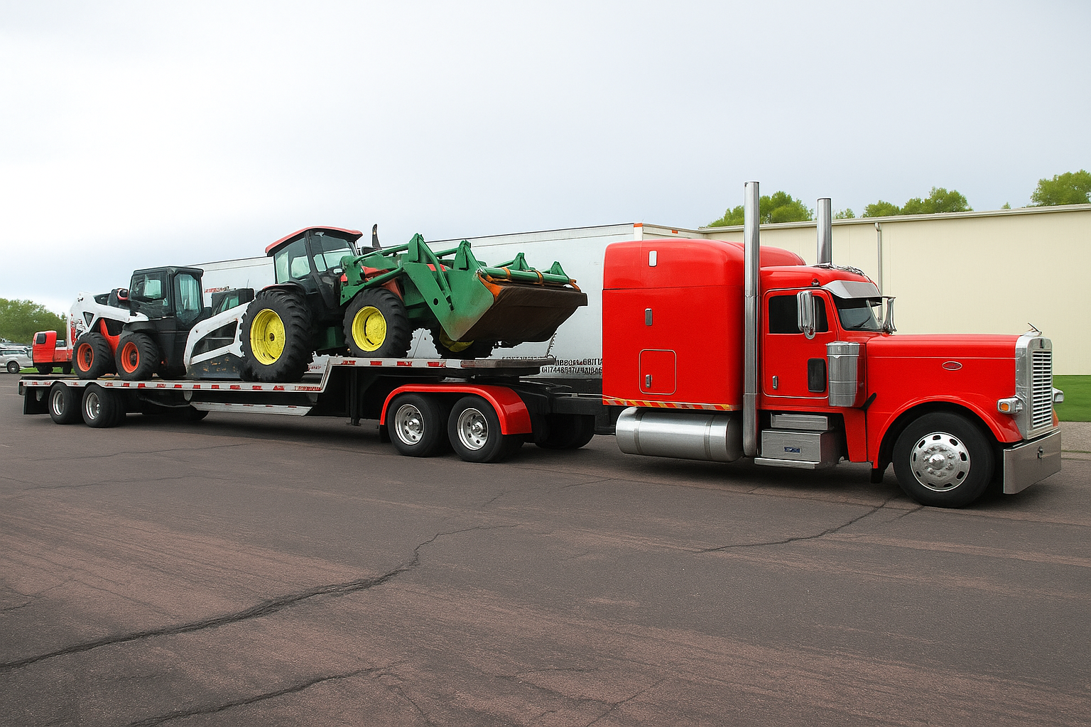 Step deck owner operator jobs. Red step deck hauling tractors.